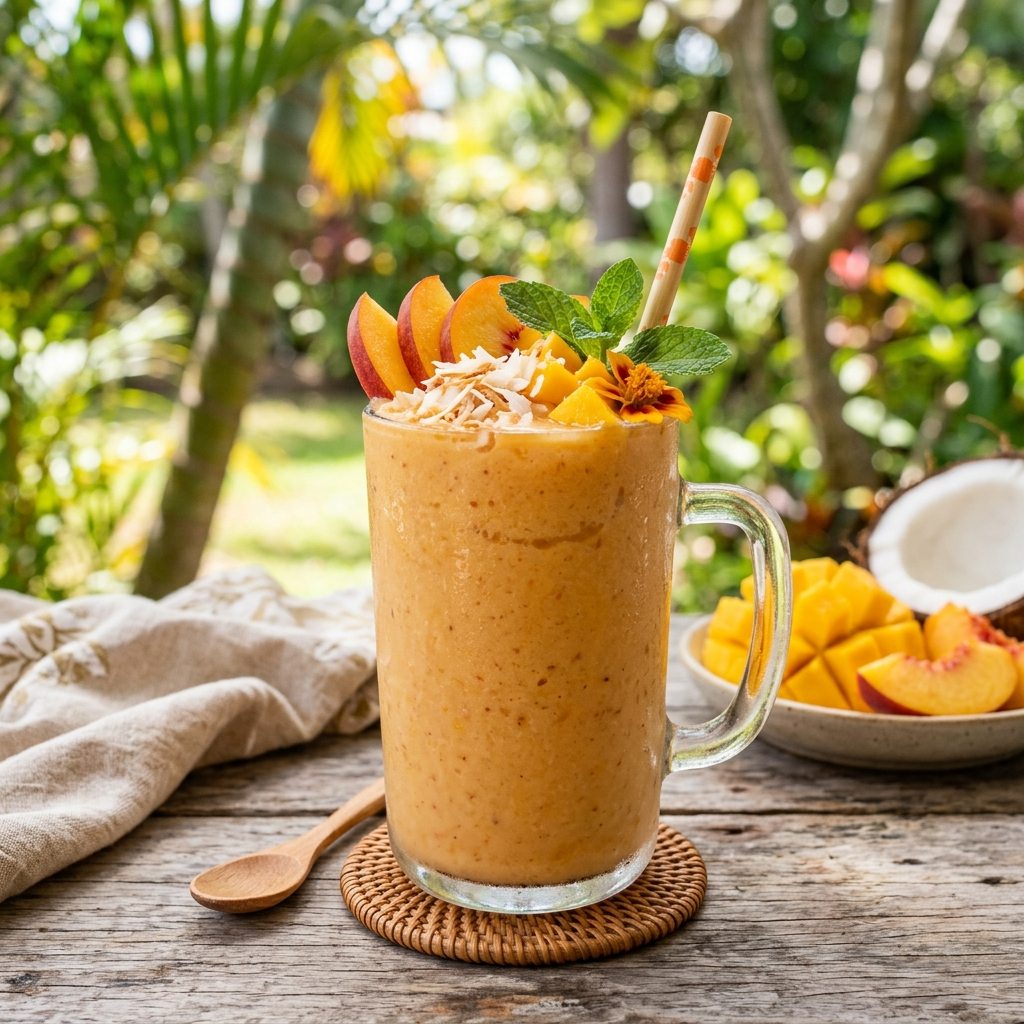 Peach Mango Coconut Smoothie