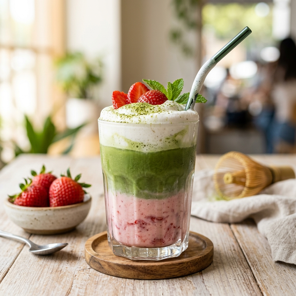 Strawberry Matcha Cloud Smoothie: A Creamy Green Delight