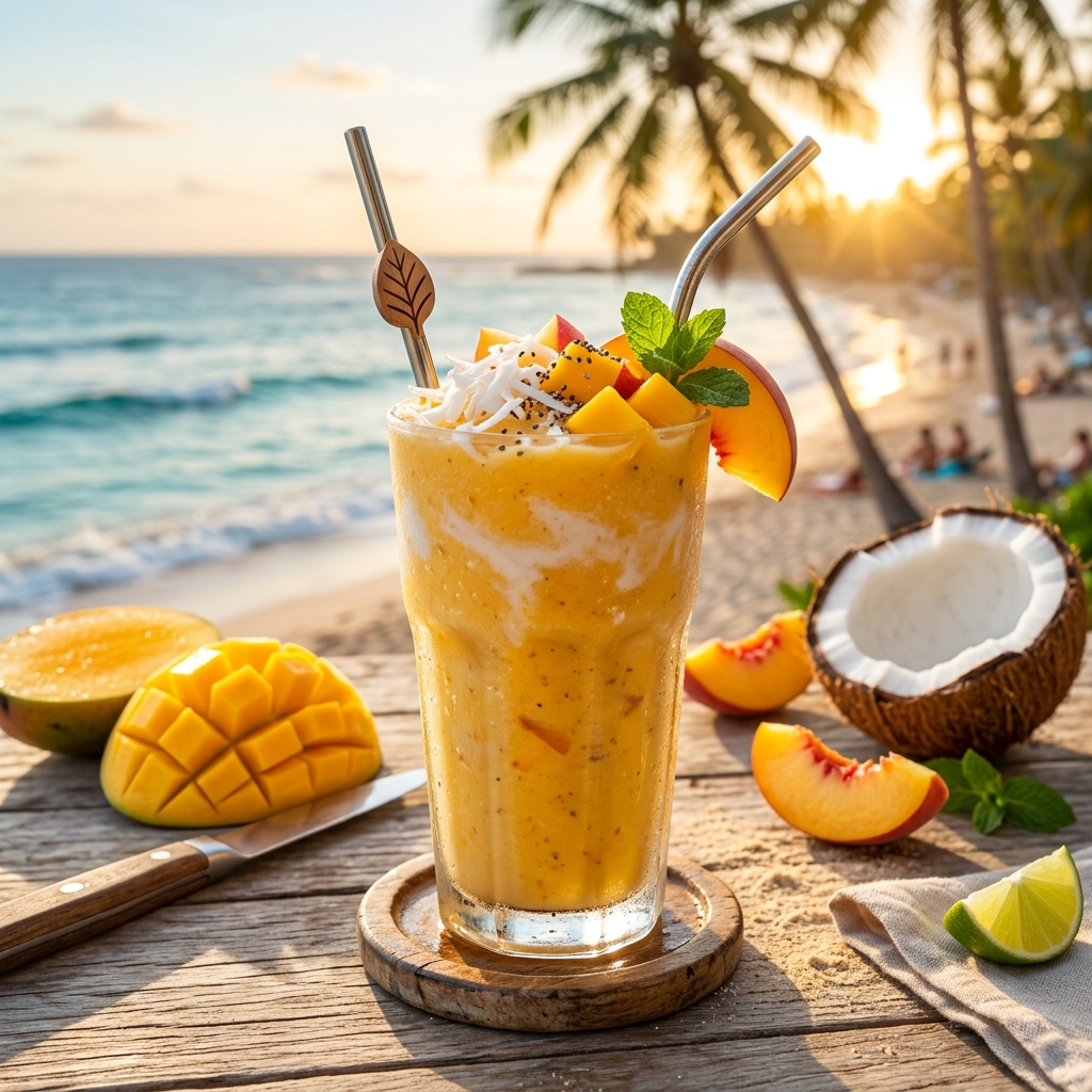 Peach Mango Coconut Smoothie