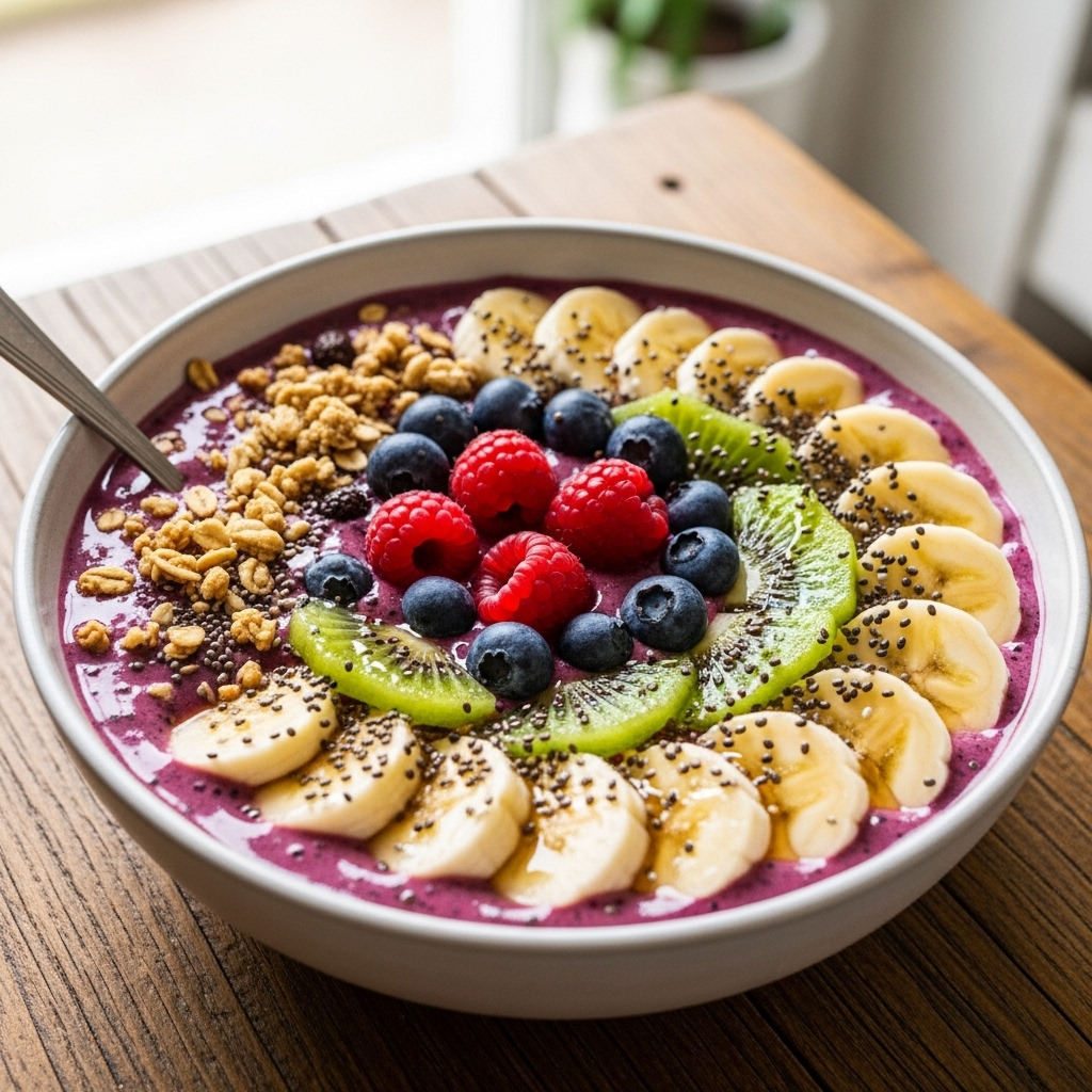 Thick Smoothie Bowl with Nutrient-Rich Layers