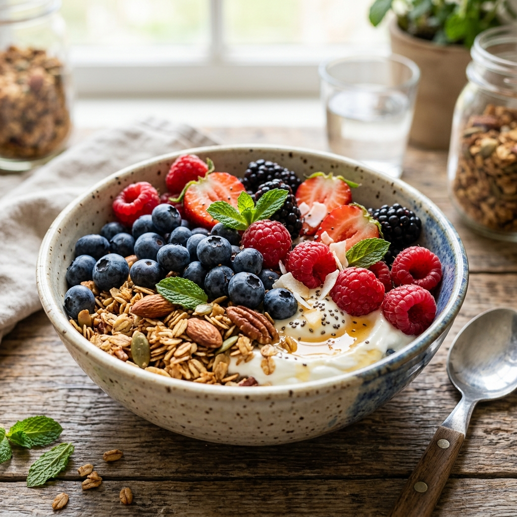 Berry Crunch Bowl: A Healthy Vegan Dessert Recipe