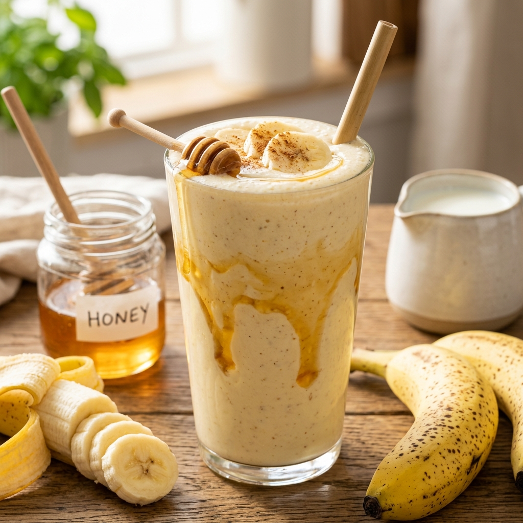 Banana Milk Honey Smoothie for Energy Boost