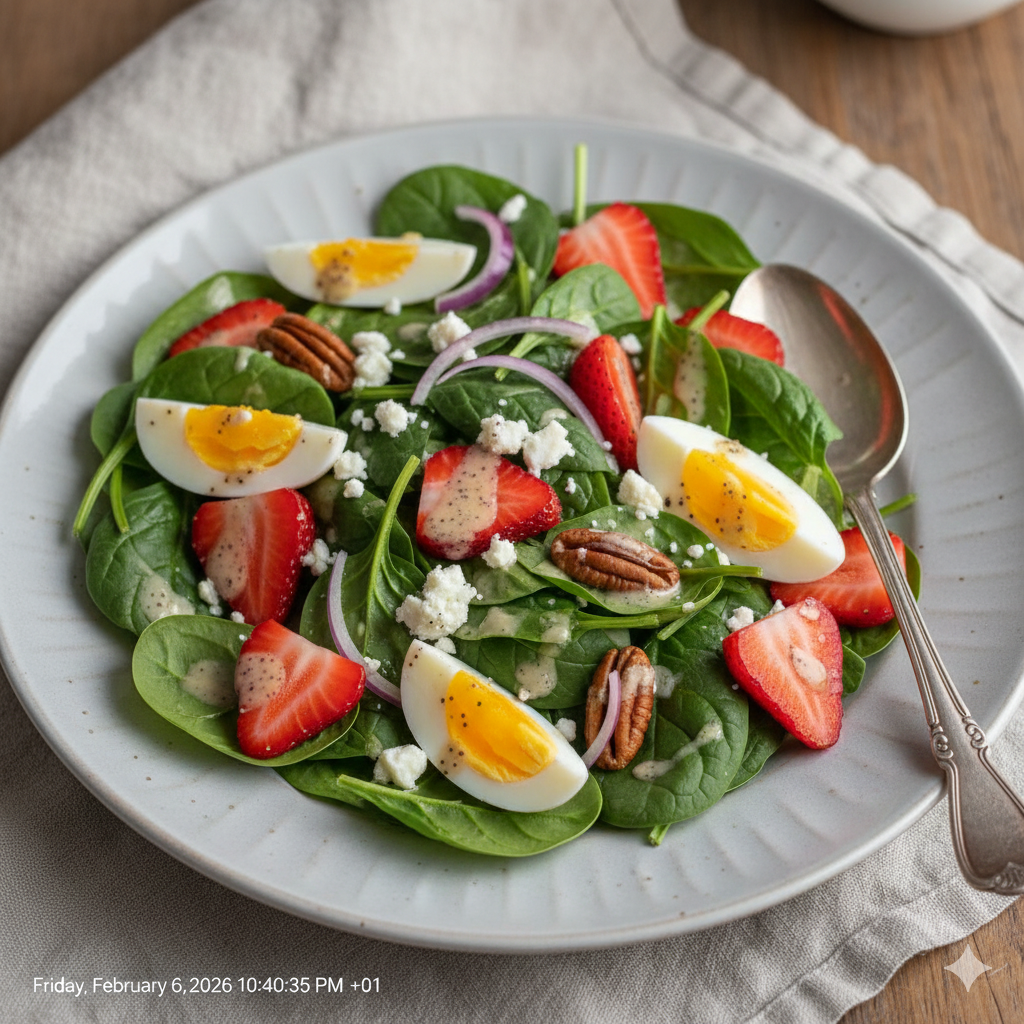 Strawberry Spinach Salad for Two | Easy Poppyseed Dressing
