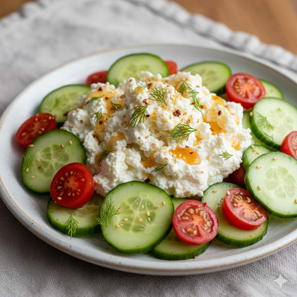 Cucumber & Whipped Feta “Glow” Salad with Hot Honey