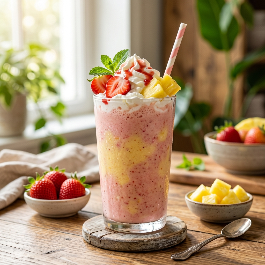 Tropical Sunshine: The Ultimate Pineapple Strawberry Milkshake Smoothie