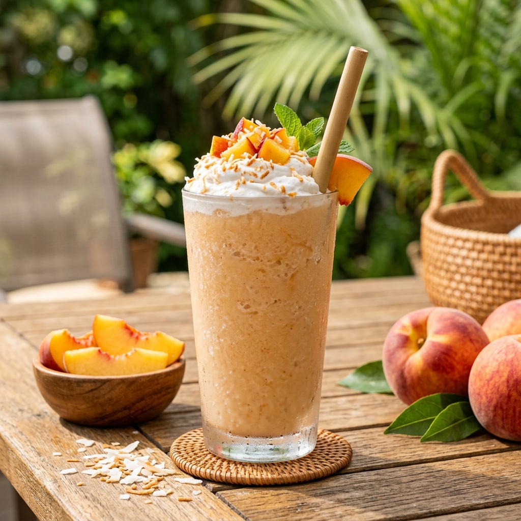 Peach Coconut Frost Smoothie: A Tropical Escape in a Glass