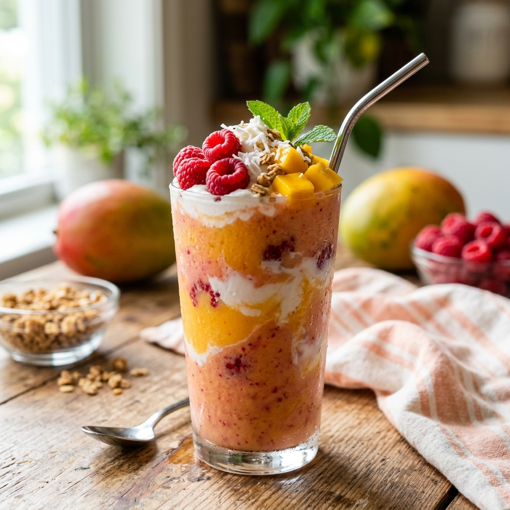 Mango Raspberry Cream Smoothie: A Tropical Berry Fusion