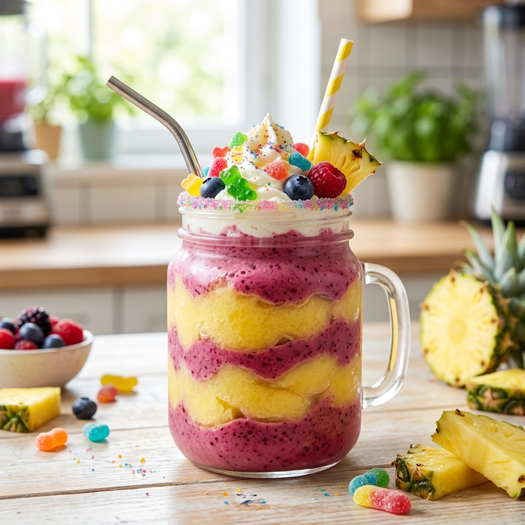 Ice Pineapple Berry Candy Smoothie: A Tropical Sweet Treat