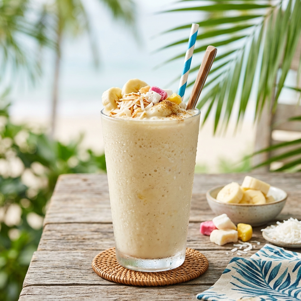 Ice Banana Coconut Candy Smoothie: A Tropical Escape in a Glass
