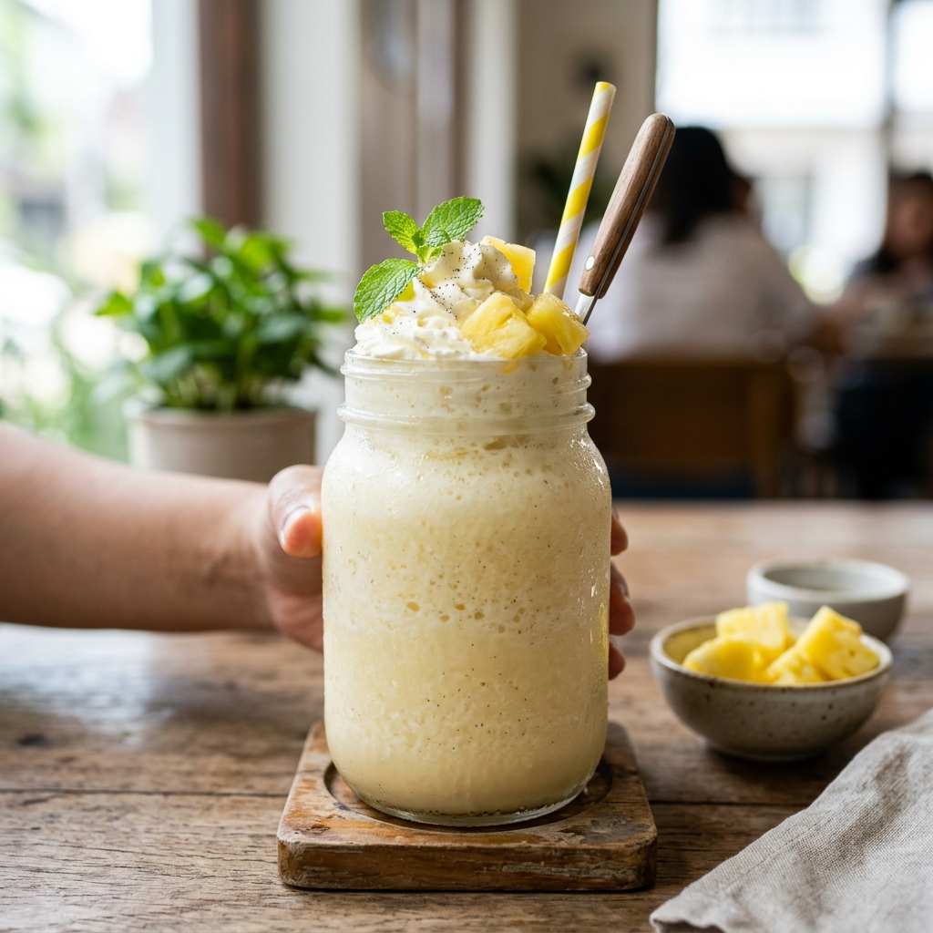 Tropical Escape: The Ultimate Ice Pineapple Vanilla Cream Smoothie