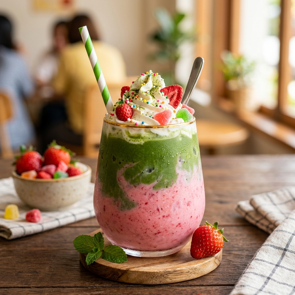 The Ultimate Ice Matcha Strawberry Candy Smoothie: A Fusion of Earth and Sweet