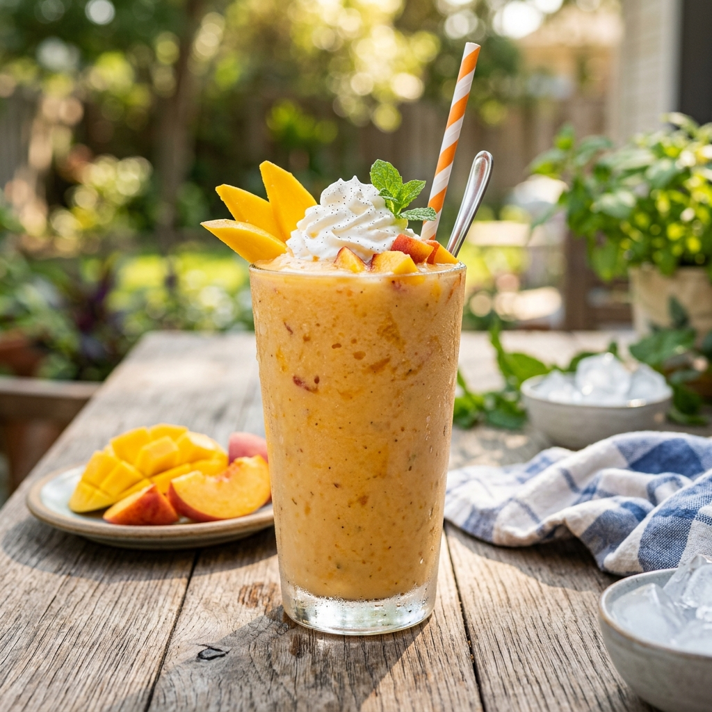 Creamy Ice Mango Peach Smoothie: The Ultimate Tropical Escape