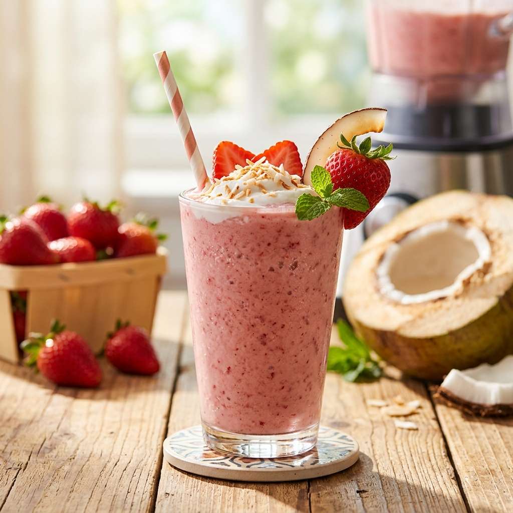 Creamy Iced Strawberry Coconut Smoothie: The Ultimate Vegan Refreshment