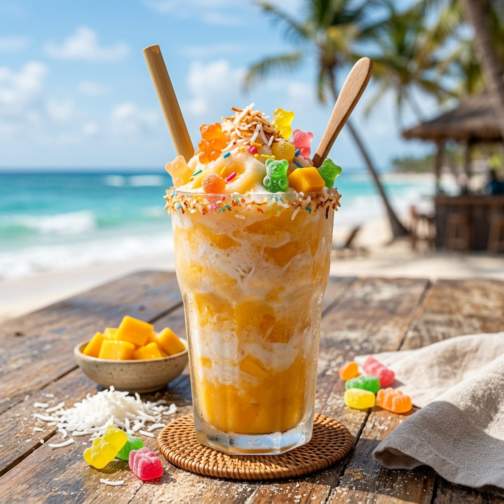 Ice Coconut Mango Candy Smoothie: A Tropical Escape in a Glass