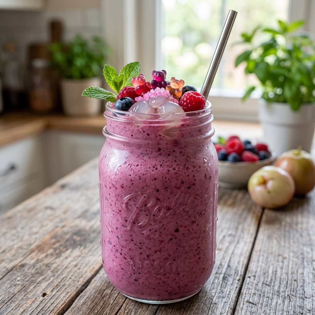 Refreshing Ice Apple Berry Candy Smoothie: A Tropical Fusion