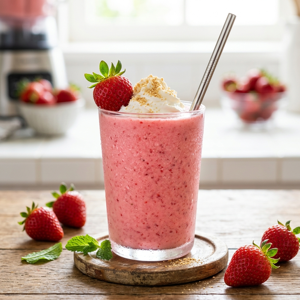 Creamy Strawberry Ice Cream Smoothie : The Ultimate Treat