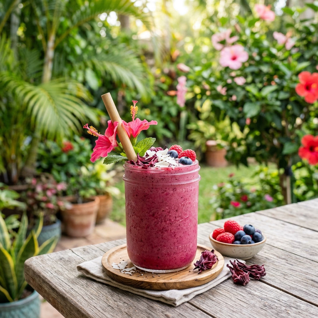 Refreshing Hibiscus Smoothie: A Vibrant Tropical Escape