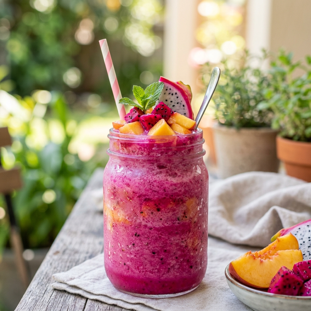 Peach Dragon Fruit Freeze Smoothie