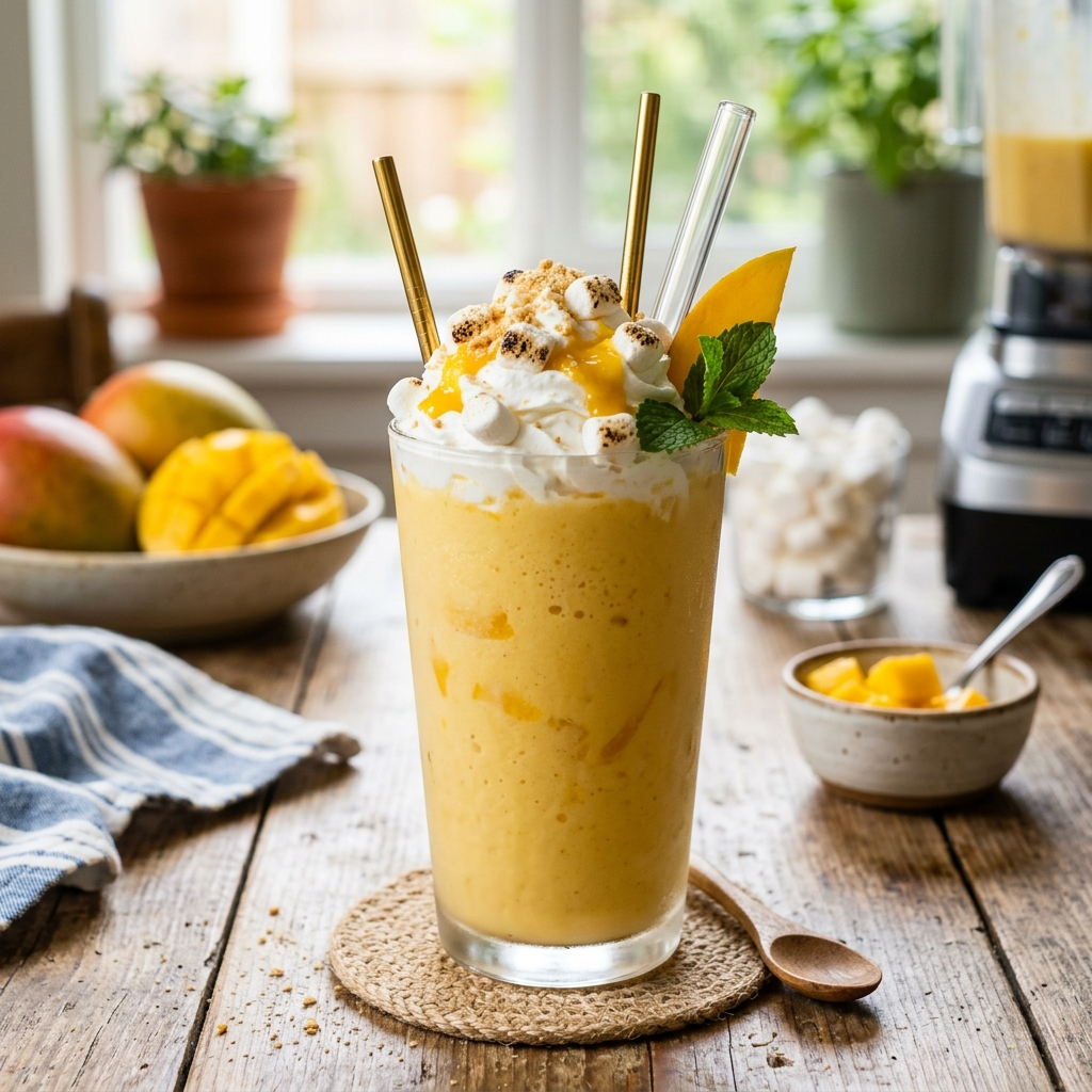 Mango Marshmallow Cream Smoothie: Tropical Sweetness with a Fluffy Twist