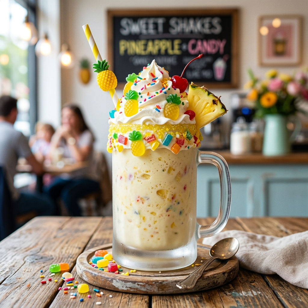 Pineapple Vanilla Candy Shake: Tropical Creaminess with a Sweet Candy Twist