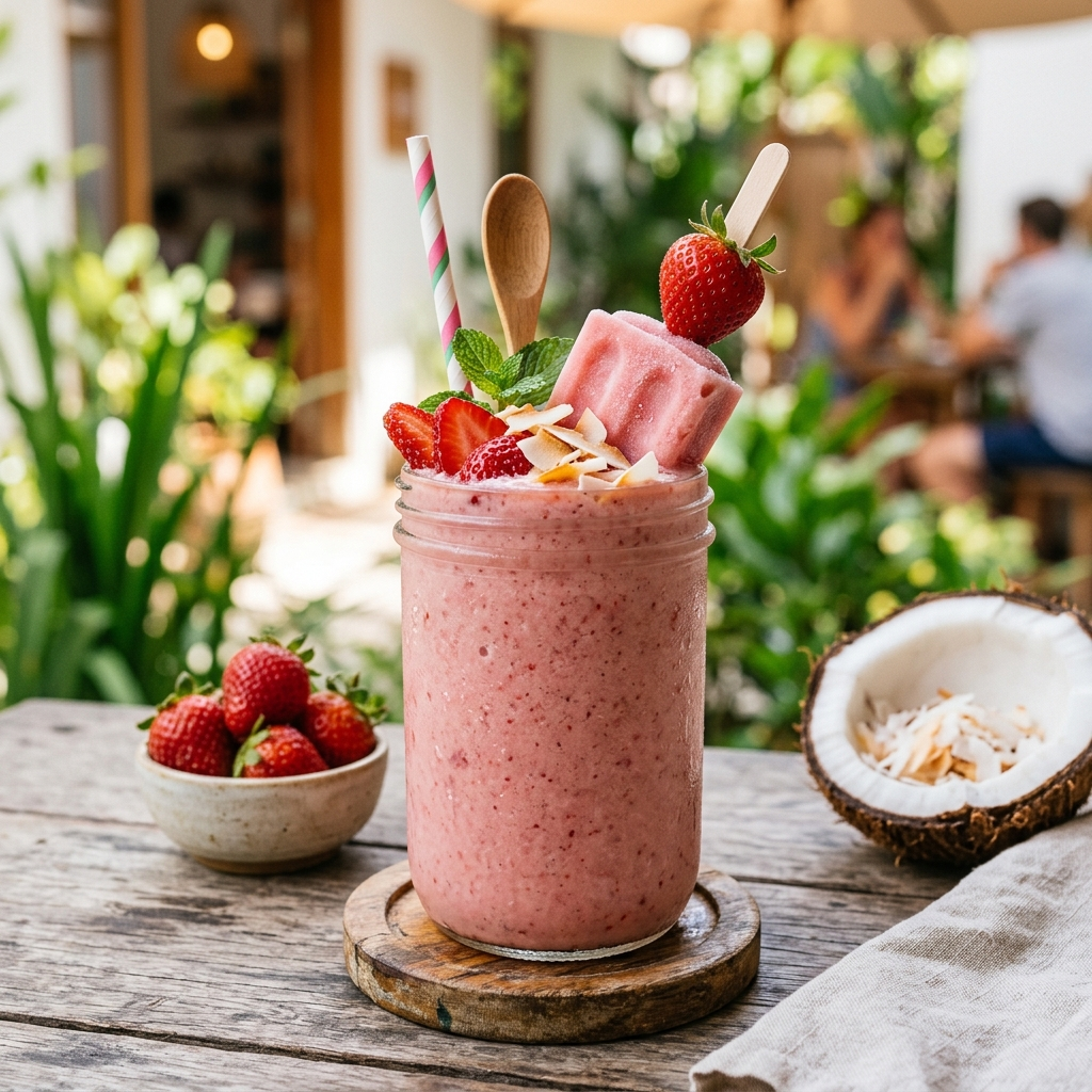 Strawberry Coconut Pop Smoothie: Creamy Tropical Berry Bliss