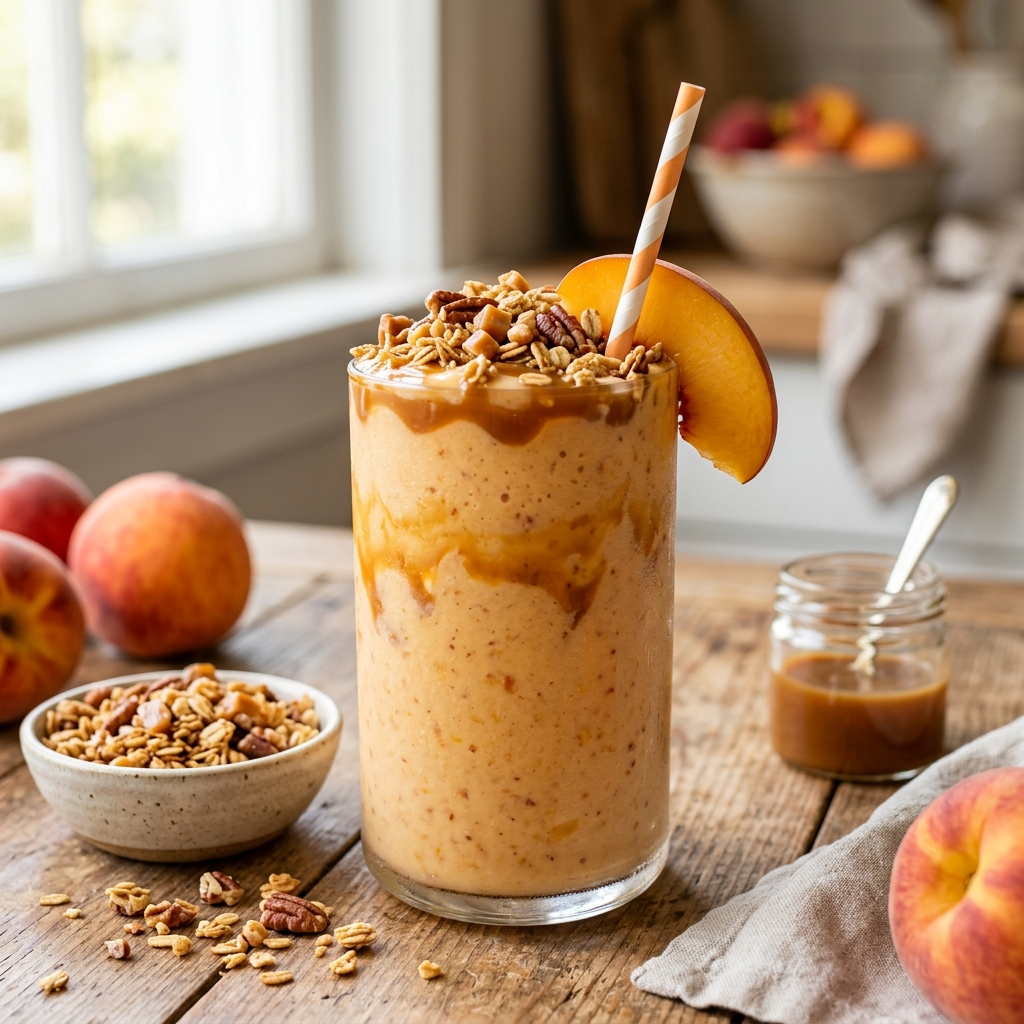 Peach Caramel Crunch Smoothie: Sweet, Creamy, and Perfectly Indulgent