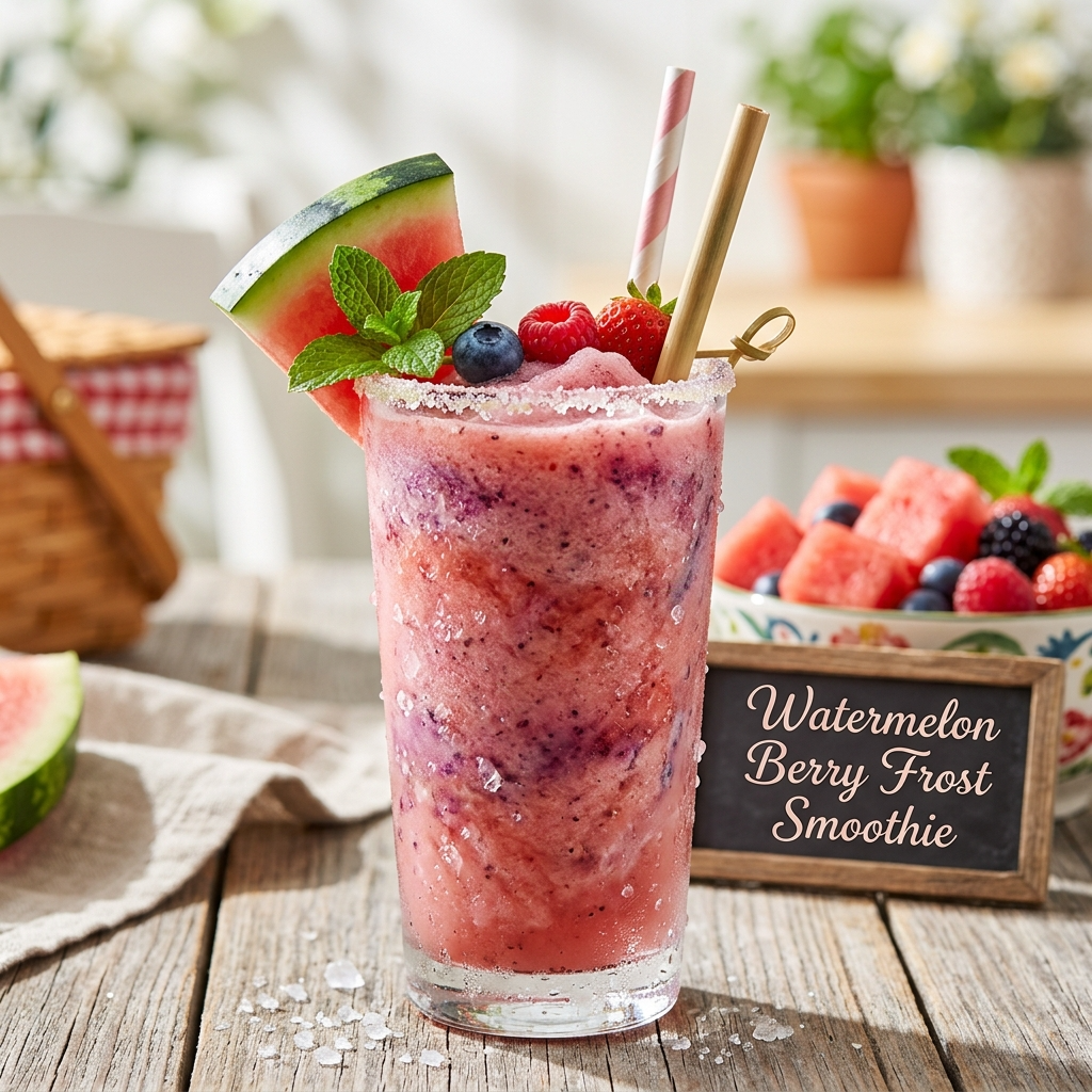 Watermelon Berry Frost Smoothie: Refreshing Summer Fruit Bliss in Every Sip