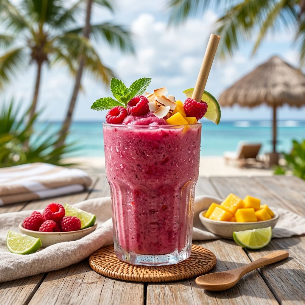 Tropical Raspberry Freeze Smoothie: A Vibrant Escape in a Glass