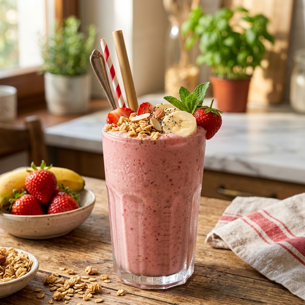 Banana Strawberry Crunch Smoothie: The Ultimate Texture-Rich Breakfast